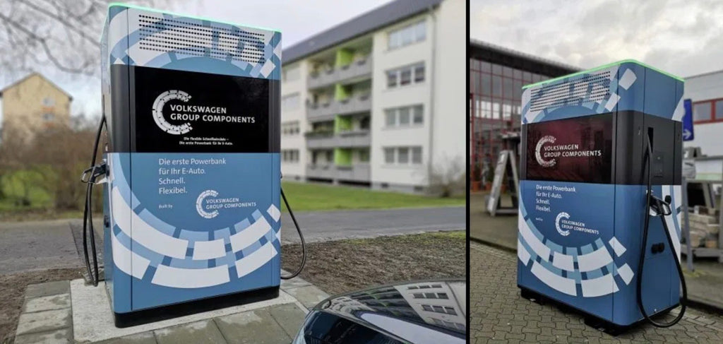 VW deploys first electric car charging stations with giant integrated batteries