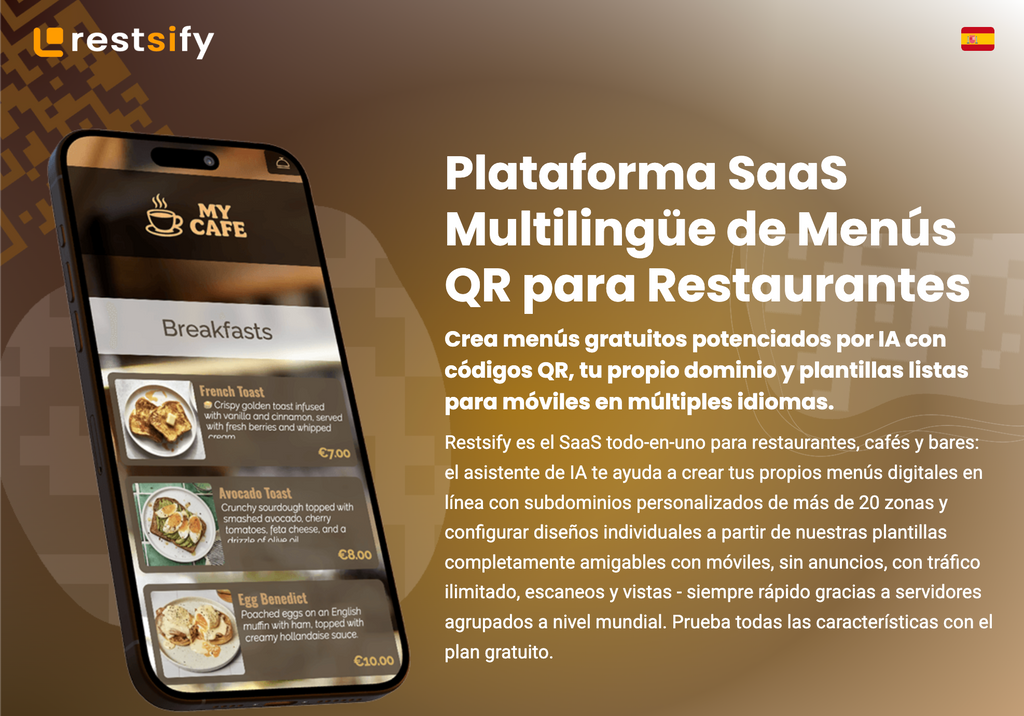 Menús QR únicos y multilingües para restaurantes