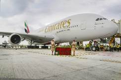 El A380 de Emirates debuta en Bangalore