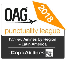 COPA AIRLINES ES RECONOCIDA POR QUINTO AÑO CONSECUTIVO COMO “LA AEROLÍNEA MÁS PUNTUAL DE AMÉRICA LATINA” POR FLIGHTSTATS Y OAG