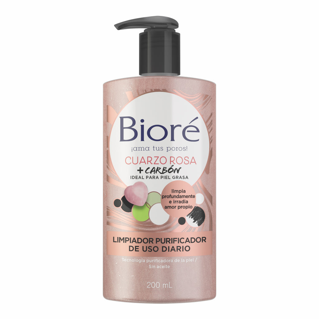 LIMPIADOR BIORÉ® CUARZO ROSA + CARBÓN Y LAS BANDAS CON CARBÓN NATURAL
